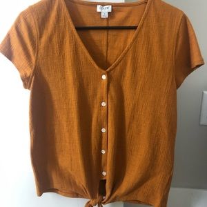 JCrew tie front blouse - mustard, size small